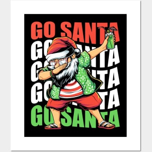 Go Santa Dabbing Beach Christmas Posters and Art